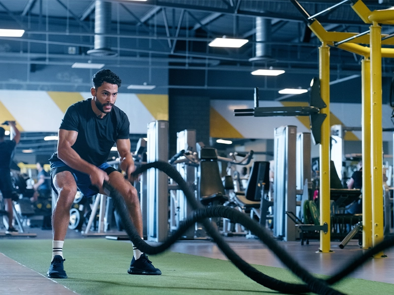 Interior shot of the fully equipped Fitness Gym Zone at Jade City Juinagar
